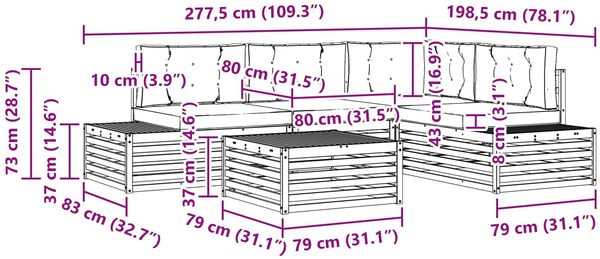vidaXL 5 Stück Outdoor-Sofagarnitur Polyester Weiß 3391123 Bild 10