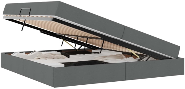 vidaXL Aufbewahrungsbett mit Matratze Dunkelgrau 200x200 cm 3399683