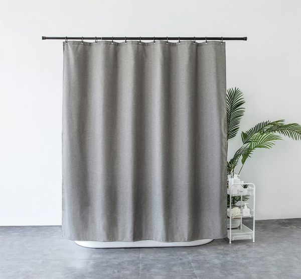 M&W DAS DESIGN Duschvorhang Shower curtains Anti schimmel Waschbar Mit gewicht Schwer Leinen grau Breite 180 cm