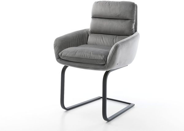 Freischwinger Abelia-Flex mit Armlehnen Samt Grau Freischwinger flach Schwarz