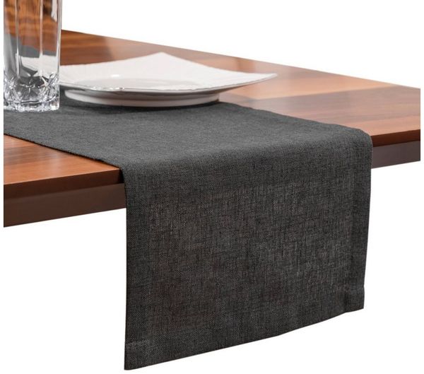 Simurq Tischläufer Leinenoptik - Lotuseffekt, Wasserabweisende & Abwaschbare (Tischläufer modern, Pflegeleicht & fleckenabweisend Läufer, tischläufer grau - tischläufer weiß)
