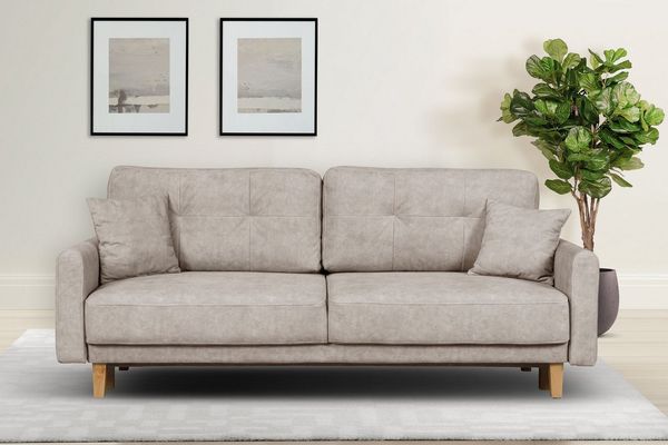 Home affaire 3-Sitzer Triplo wahlweise mit Bettfunktion und Bettkasten, incl. Zierkissen, B/T/H: 215/100/89 cm Liegefläche 191 x 145 cm