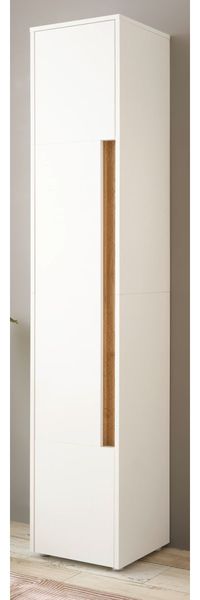 Badezimmer Hochschrank Center in weiß und Eiche Wotan 34 x 200 cm