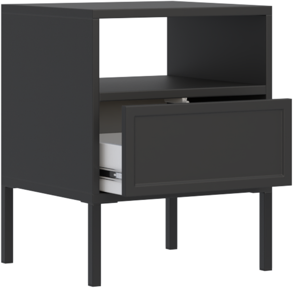Selsey 'Velveto' – Nachttisch mit Schublade und Nische, schwarz, 45 cm Bild 4