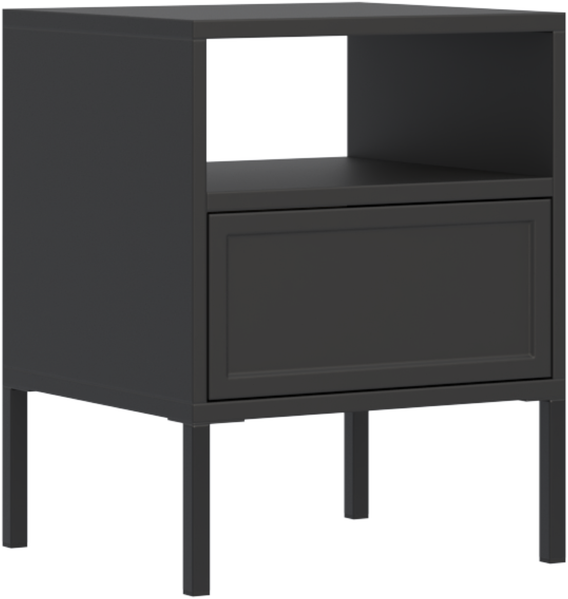 Selsey 'Velveto' – Nachttisch mit Schublade und Nische, schwarz, 45 cm