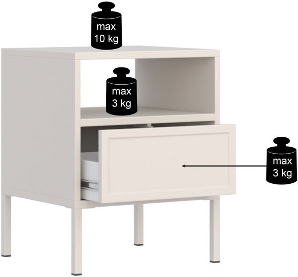 Selsey 'Velveto' – Nachttisch mit Schublade und Nische, schwarz, 45 cm Bild 7