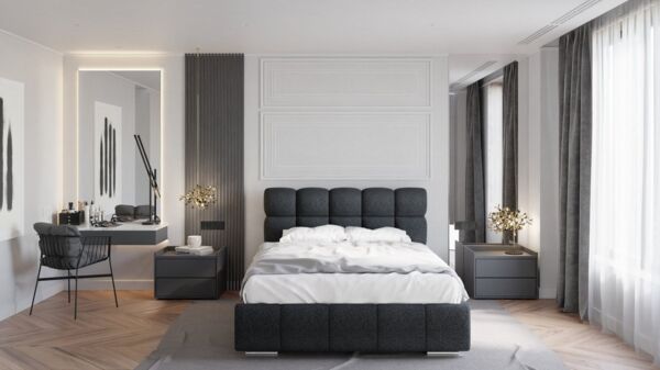 PANDA MÖBEL GmbH Polsterbett BLISS Luxus-Bett mit Lattenrost Wahl federkernmatraze, kokosmatratze, (Stabile Rahmenkonstruktion Metallrahmen), Ein Luxusbett in jeder Größe 140x200cm 160x200 cm 180x200cm