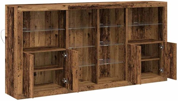 vidaXL LED-Sideboard 3 pcs Altholz 202 x 37 x 100 cm Holzwerkstoff 3333126 Bild 7