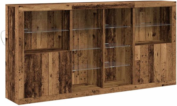 vidaXL LED-Sideboard 3 pcs Altholz 202 x 37 x 100 cm Holzwerkstoff 3333126 Bild 2