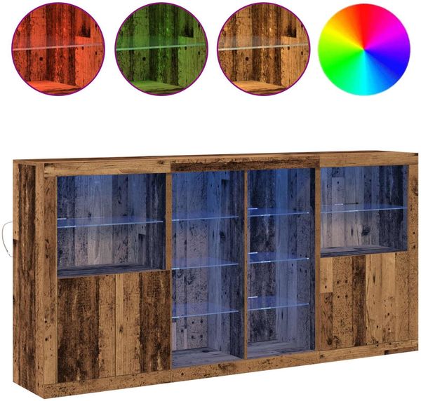 vidaXL LED-Sideboard 3 pcs Altholz 202 x 37 x 100 cm Holzwerkstoff 3333126 Bild 4