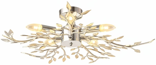 Deckenleuchte, chrom, Blätter, D 71 cm
