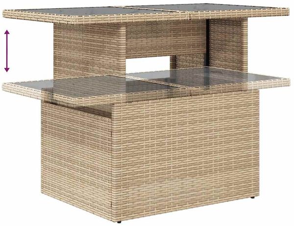 vidaXL 11-tlg. Garten-Sofagarnitur mit Kissen Beige Poly Rattan 3326550 Bild 9