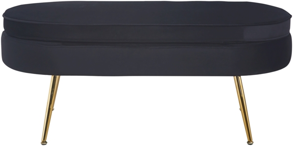 Sitzpouf Oval Samt Schwarz 99 x 44 x 40 cm