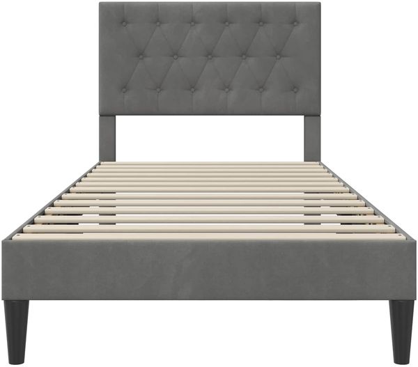 vidaXL Bettrahmen mit Kopfteil Dunkelgrau 90 x 200 cm Samt 42027638 Bild 4