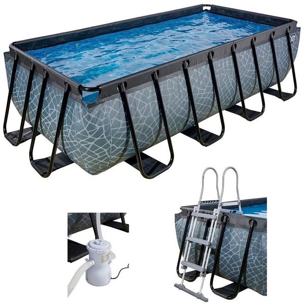 EXIT Stone Pool 400 x 200 x 100 cm mit Filterpumpe - grau