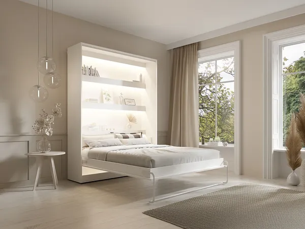 Vente-unique - RAPILI Bett Holz, Platte Weiß - B 50 cm239,2 cm x H 225,2 cm x L 179 cm