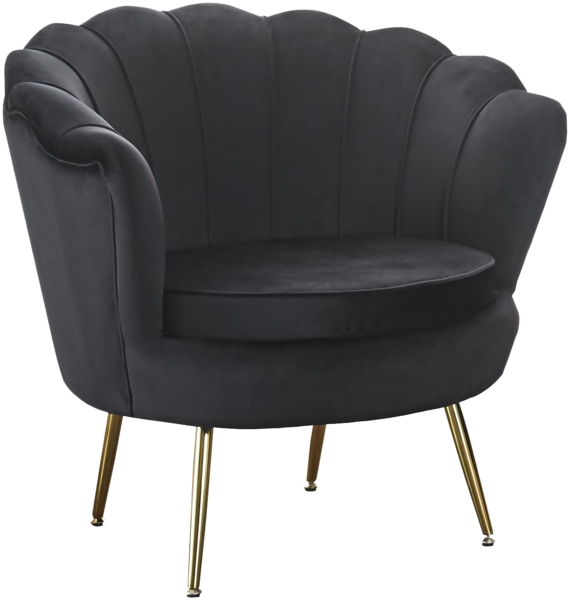 Sessel Muschelsessel Samt Schwarz