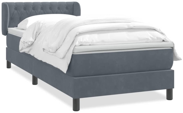 vidaXL Boxspringbett mit Matratze Dunkelgrau 80x210 cm Samt 3317758