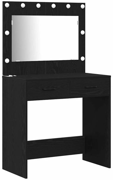 vidaXL Schminktisch mit Spiegelbeleuchtung 3 pcs Schwarz Holzwerkstoff 3334246 Bild 5