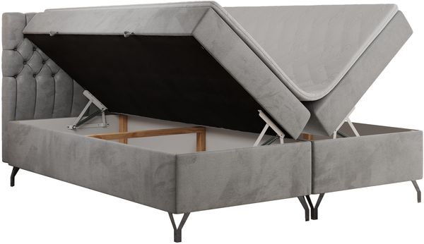 Boxspringbett mit Kopfteil und Topper, Polsterbett - GRIMALDI - 180 x 200 cm - Hellgrau Velvet - H4 Bild 4