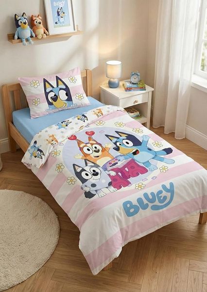 Bluey, Bingo & Muffin Baby Bettwäsche Set 2 tlg. 100x135 cm Baumwolle