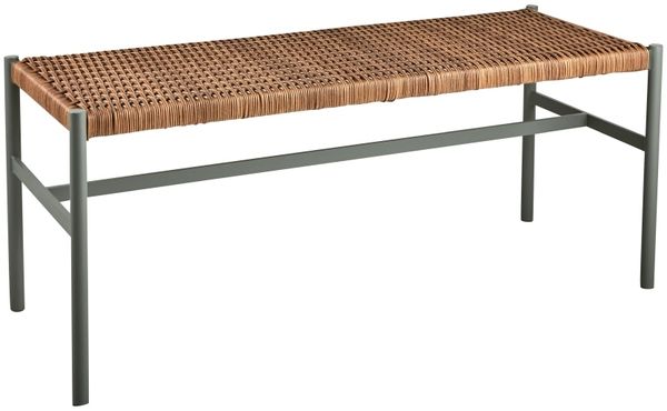 Gartenbank DK 106 cm von Brafab aus Aluminium und Kunstrattan, modern, hellgrün, 1–2 Sitzplätze