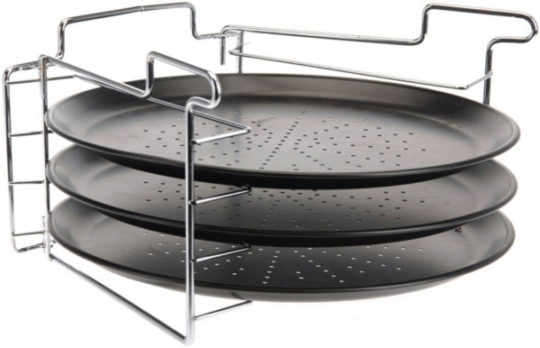 Koopman Pizzablech Schwarz, Metall, (1-St), Pizza, Antihaftbeschichtet, Backblech, 3 Ebenen
