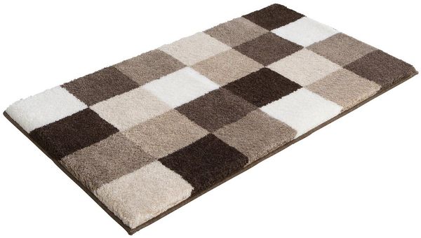 Grund Badematte Mosaik, Badvorleger, Badezimmer Teppich, sehr weich, Höhe 20 mm, rutschhemmend beschichtet, fußbodenheizungsgeeignet, Kunstfaser, rechteckig, angenehm weich, auch als 3 teiliges Set erhältlich, Made in Europe