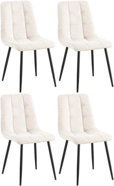 CLP 4er Set Esszimmerstuhl Tilde gepolstert mit Rückenlehne bis 150 kg belastbar,creme Cord