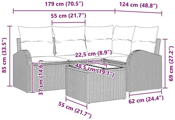 vidaXL Gartensofa-set Grau Poly-Rattan 3346029 Bild 9