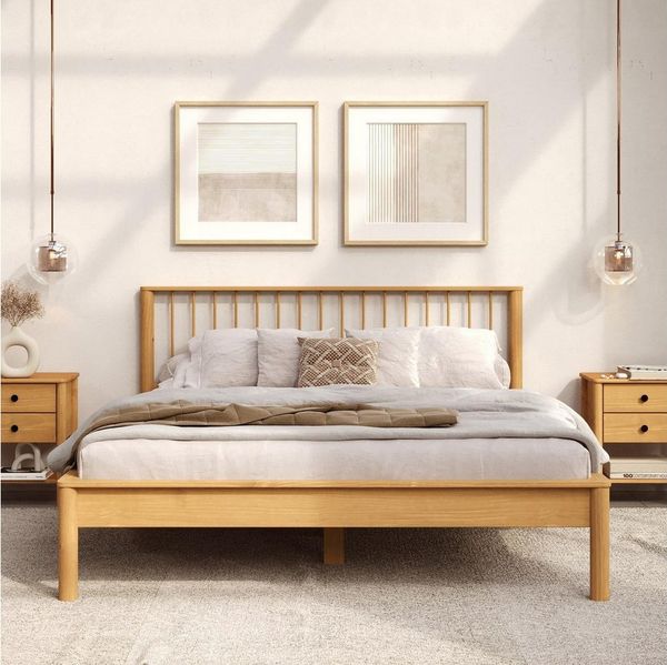 IDIMEX Massivholzbett APOANA, Doppelbett 180x200 cm mit Lattenrost im Landhausstil Eiche Finish