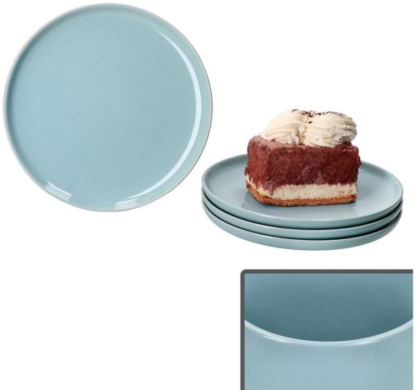 Ritzenhoff 4x Jasper Kuchenteller Graublau Steingut 4 Personen Frühstücksteller