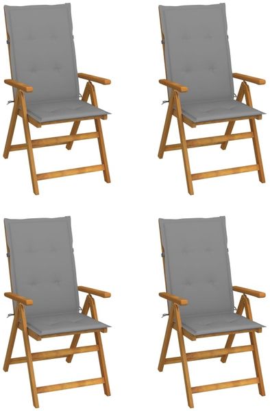 vidaXL Hochlehner Verstellbar 4 Stk. mit Auflagen Massivholz Akazie 3065348