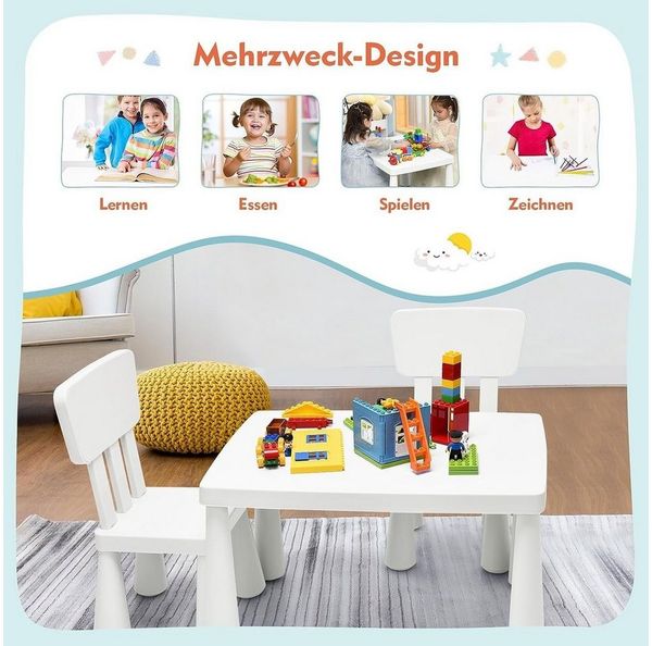 KOMFOTTEU Kindersitzgruppe Kindertisch mit 2 Stühlen, (Set), aus Kunststoff Bild 3
