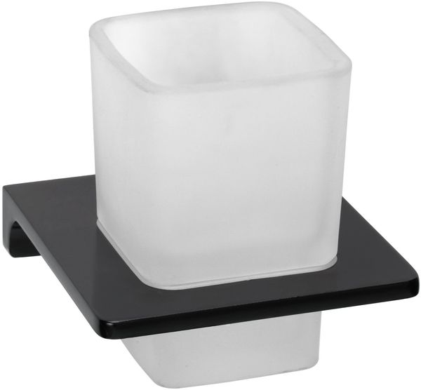 BadeDu SIRIUS Glas mit Halter Schwarz matt