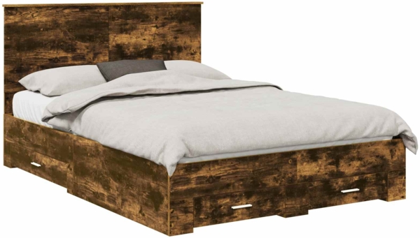 vidaXL Bettrahmen Geräucherte Eiche 140x200 cm Holzwerkstoff 3409653