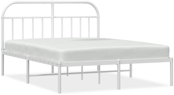 Doppelbett, Bettgestell Modernen mit Kopfteil Metall Weiß 150x200 cm d730e