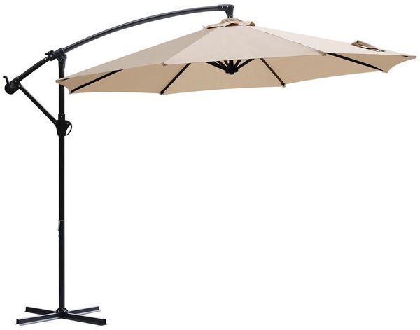 Sekey Ampelschirm 3m Sonnenschirm mit Kurbel, Sonnenschutz UV50+, mit Kreuzständer, LxB: 300,00x300,00 cm, wasserdicht, Rund, für Terrasse oder Garten