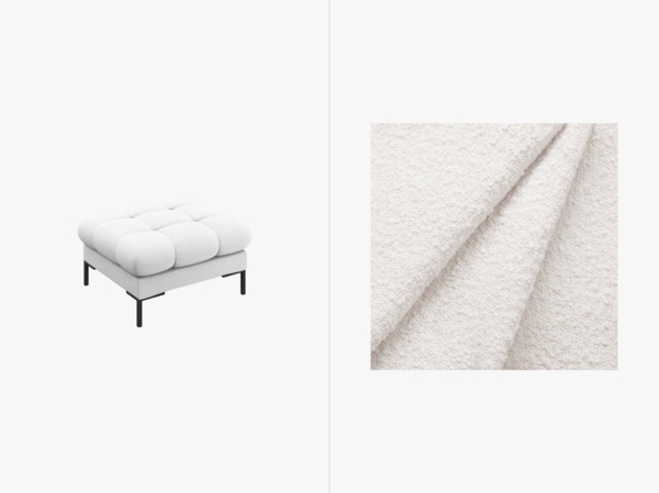 Micadoni Hocker Mamaia 1-Sitzer Boucle Baloo Weiß schwarze Beine