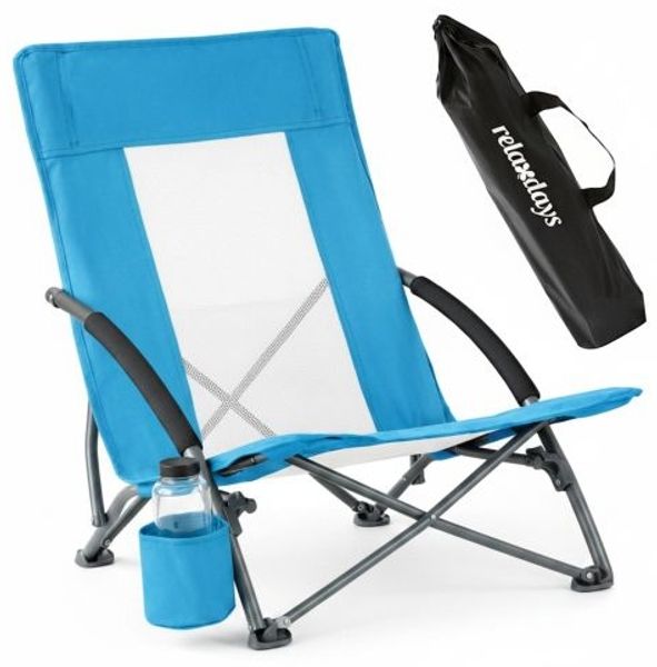 Relaxdays Faltbarer Strandstuhl mit Getränkehalter Bild 10
