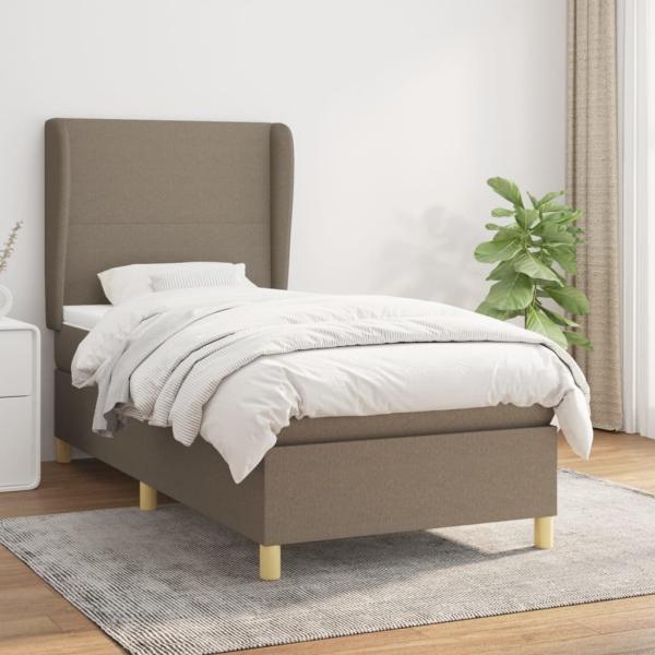 Boxspringbett mit Matratze Stoff Taupe 80 x 200 cm, Härtegrad: H2 [3128321]