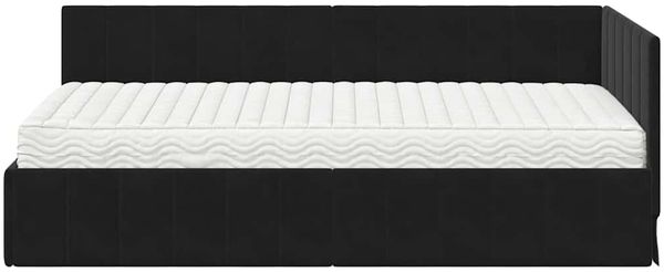vidaXL Eckbettgestell mit Matratze mit Kopfteil 2 pcs Schwarz Samt 3393873 Bild 5
