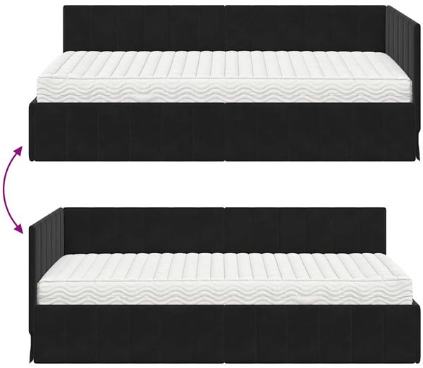 vidaXL Eckbettgestell mit Matratze mit Kopfteil 2 pcs Schwarz Samt 3393873 Bild 12