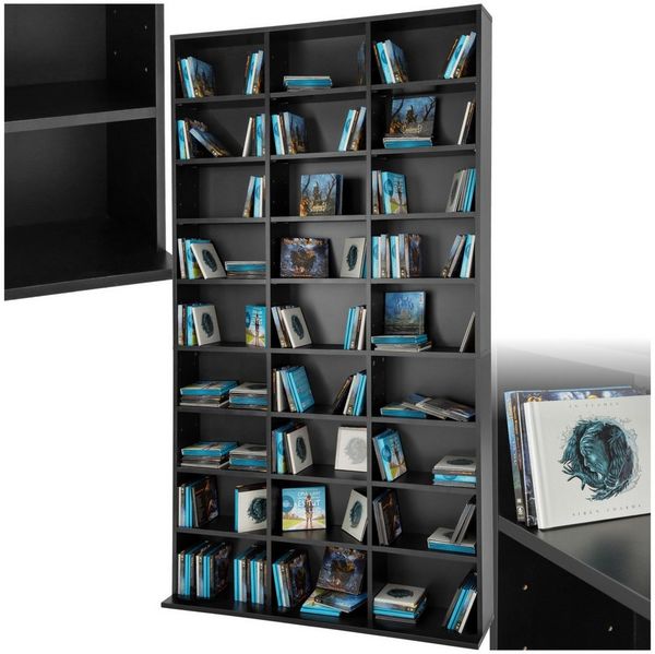 tectake CD-Regal Medienregal Christel in Holzoptik 180x102x23,5cm, Sammlerset 1-tlg, höhenverstellbare und herausnehmbare Zwischenböden