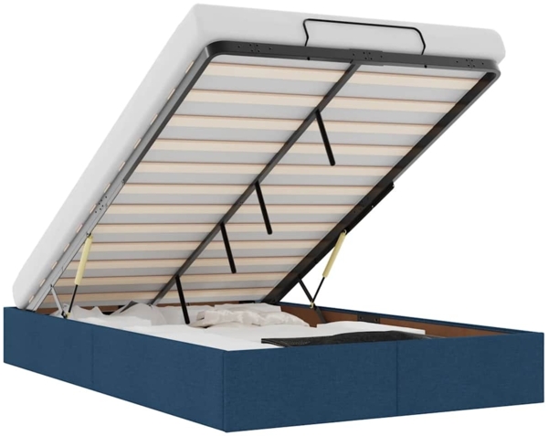 vidaXL Ottoman-Bett ohne Matratze Blau 120x200 cm Stoff 3310874
