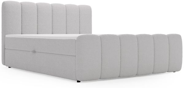 GRAINGOLD Cloud Boxspringbett 140x200, Bett mit Bettkasten, Bouclé-Stoff, mit Kopfteil, Grau Bild 2