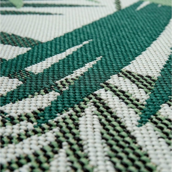 Paco Home Teppich Ostende 534, rechteckig, Höhe: 4 mm, Flachgewebe, Motiv Palmenblätter, In- und Outdoor geeignet, Wohnzimmer Bild 2