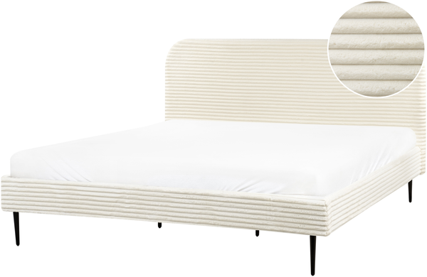 Bett mit Lattenrost Cord FLAYAT 180 x 200 cm Cremeweiß