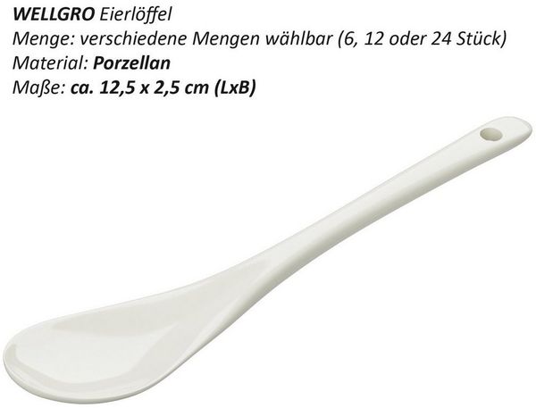 Wellgro Esslöffel Eierlöffel Porzellan - bunte Porzellanlöffel (12 Stück)