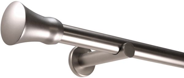 Deco-Raum Gardinenstange Kegel in Edelstahl-optik, Ø 25 mm, 1-läufig, Wunschmaßlänge, kürzbar, Bohren, verschraubt, Metall, Komplett-Set mit Montagematerial